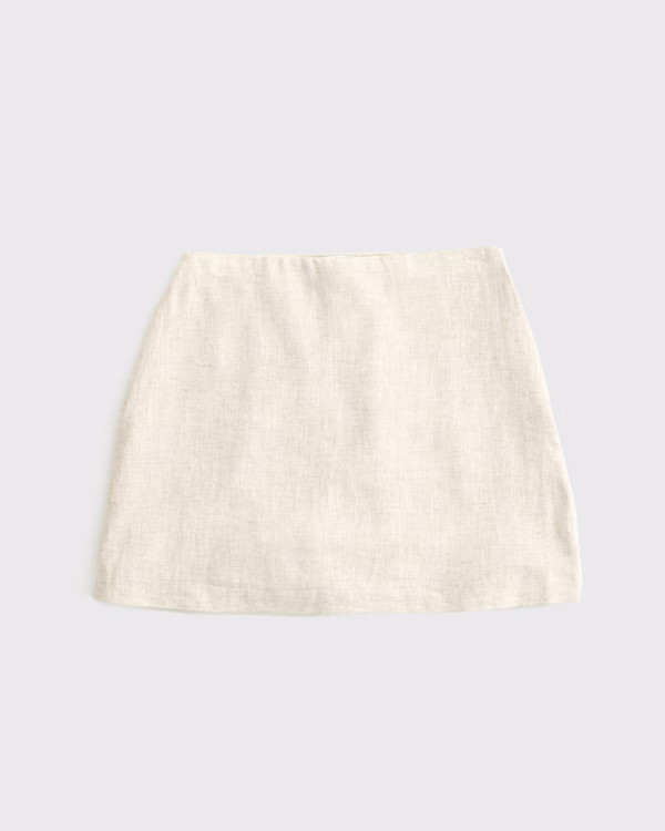 The A&F Scarlett Curve Love Linen-Blend Mini Skort | Abercrombie & Fitch (US)