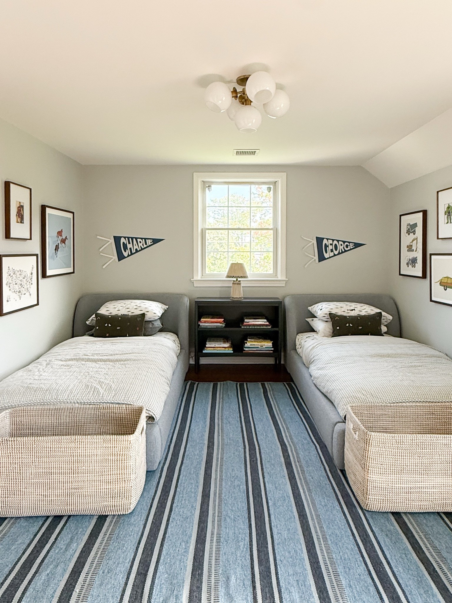 Art makes a room feel complete — so the very first thing that I did in this shared boys’ bedroom was to design and hang individual gallery walls over each bed 🩶 We did this as soon as the walls were painted and before any furniture was moved it!

#LTKHome #LTKKids #LTKmomlife