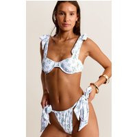 White Ditsy Floral Tie Shoulder Underwired Bikini Top | PrettyLittleThing US