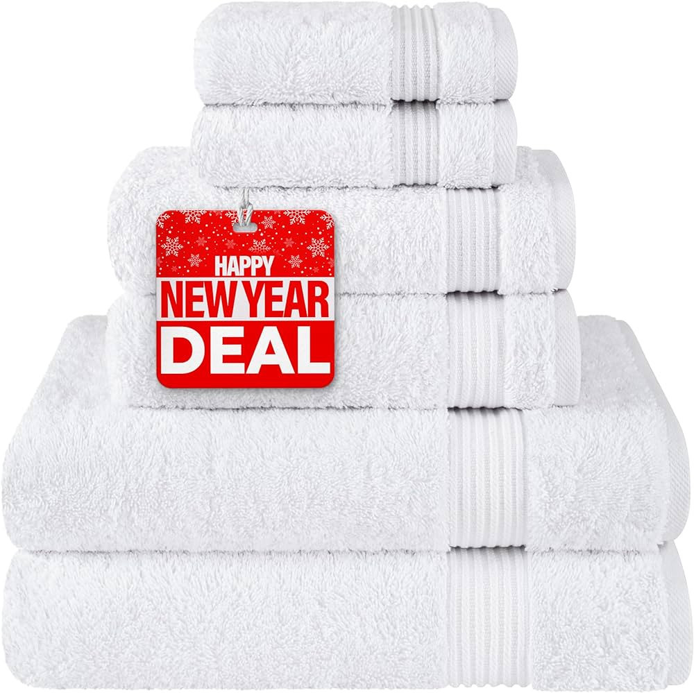 Cotton Paradise 6 Piece Towel Set, 100% Turkish Cotton Soft Absorbent Towels for Bathroom, 2 Bath... | Amazon (US)