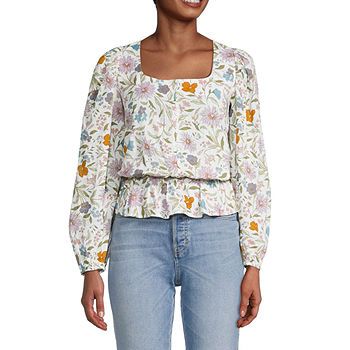 a.n.a Womens Square Neck Long Sleeve Peplum Top | JCPenney