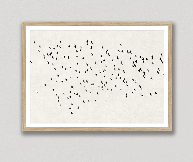 Birds In Flight, Flock Of Birds, Black And White, Art Print, Printable Art, Contemporary Prints, ... | Etsy (US)