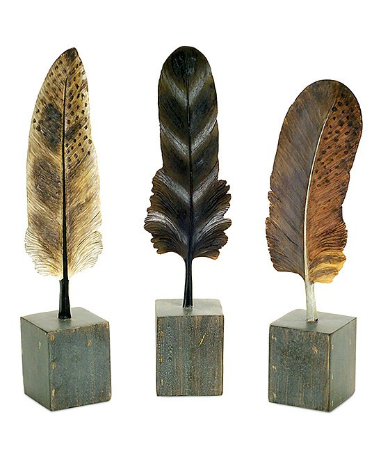 Melrose Collectibles and Figurines - Standing Feather Decor - Set of Three | Zulily