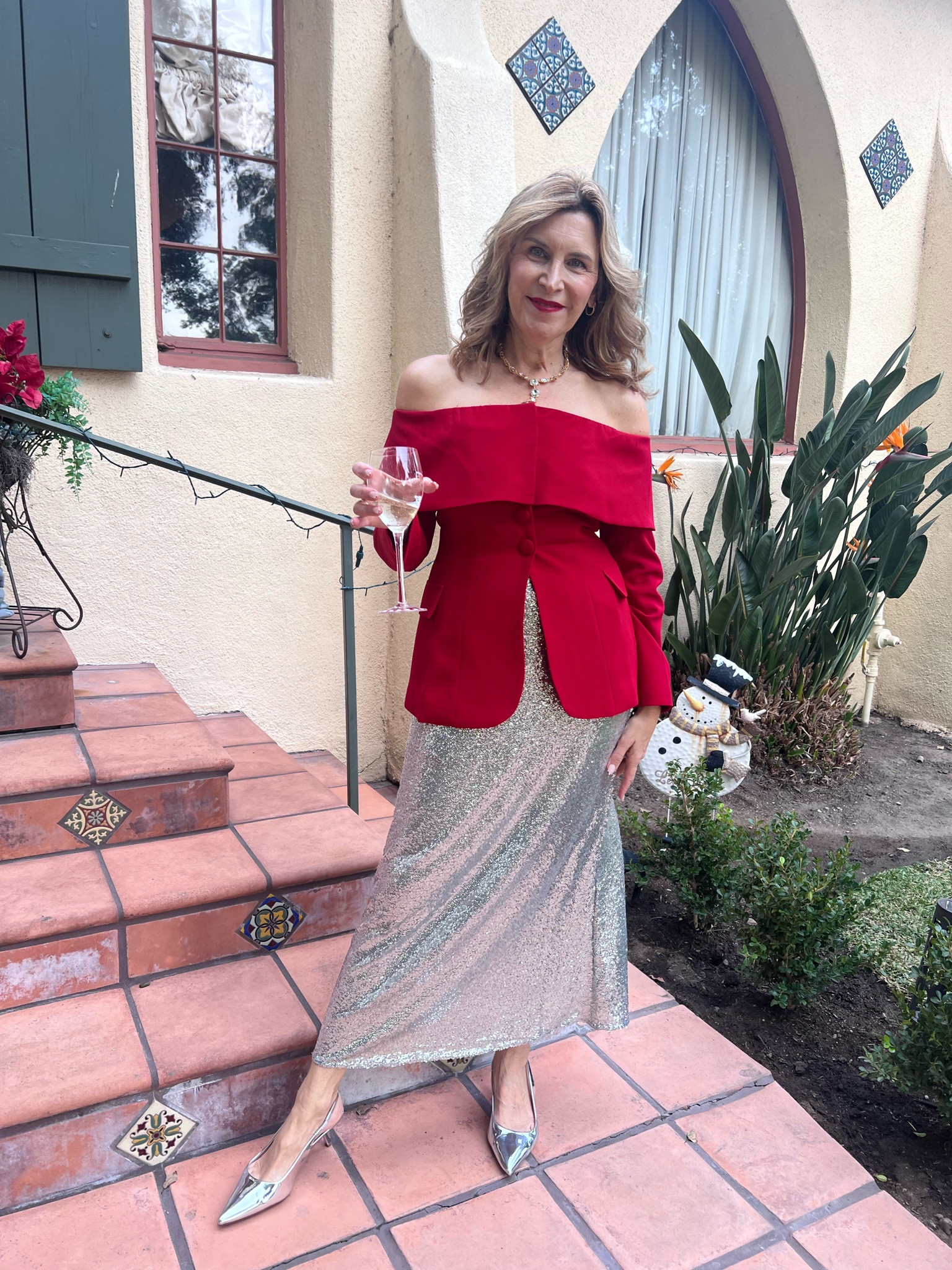 Red and silver! Jacket is from Extra and Vert, use: Lisa to save. I’ve linked a similar skirt and the exact shoes. 

#LTKHoliday #LTKStyleTip #LTKFindsUnder100