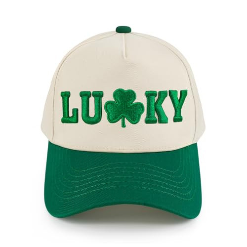 Embroidered Lucky St Patricks Day Green Hat, Adjustable Vintage Irish Shamrock Trucker Hat for St Party Day Accessories, Cotton Saint Patricks Day Baseball Cap Holiday Headwear Hats for Women Men | Amazon (US)