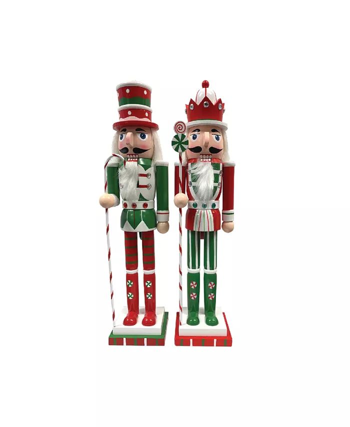 14" Red Green Peppermint Nutcrackers, Set of 2 | Macy's