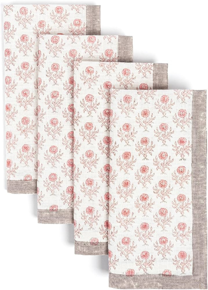 over&back Hand-Blocked Printed Cotton Cloth Napkins - Washable Napkins Set for Mixing, Matching, ... | Amazon (US)