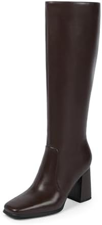 Knee High Boots Women Square Toe Chunky Heel Fashion Tall Boots | Block Heel Gogo Boots with Side... | Amazon (US)