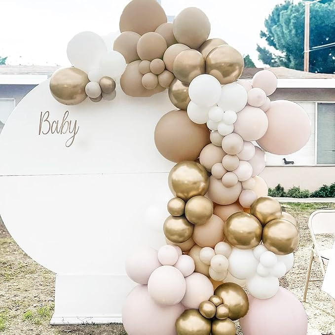 Balloon Arch Kit, SCMDOTI Double Stuffed Nude Beige White Gold Balloon Garland Kit Neutral Balloo... | Amazon (US)