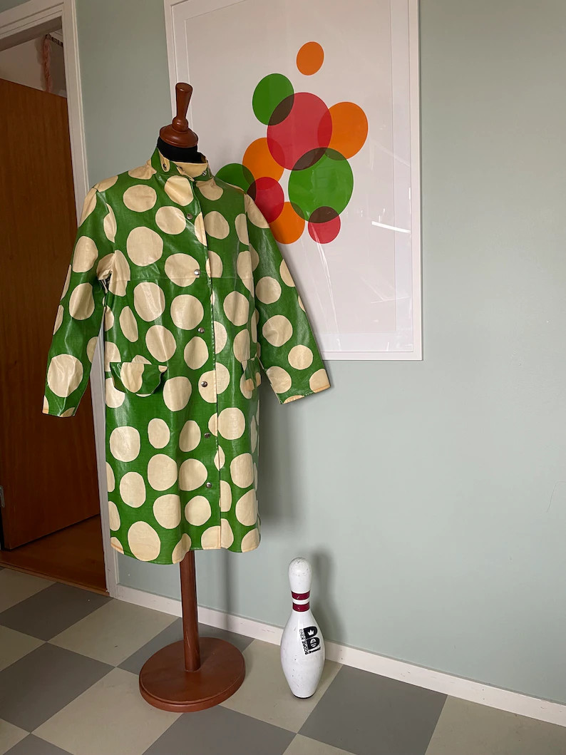 Rare Vintage Marimekko Kivet Raincoat | Maija Isola 1956 Print | 1960s Green Coat | Made in Finla... | Etsy (Global)