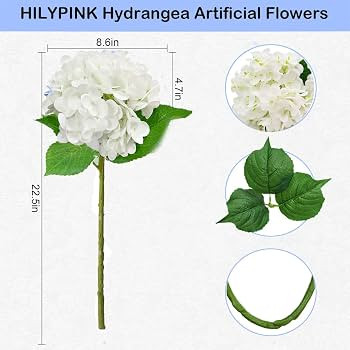4pcs Real Touch Hydrangea Artificial Flowers, White Fake Hydrangea Flowers, 21" Large Natural Lif... | Amazon (CA)