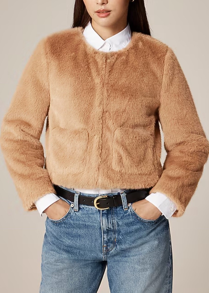 Faux fur jacket
Jeans 
Black booties 
Earrings 
Lipstick 
Winter Outfit

#LTKSeasonal #LTKSaleAlert #LTKFindsUnder100