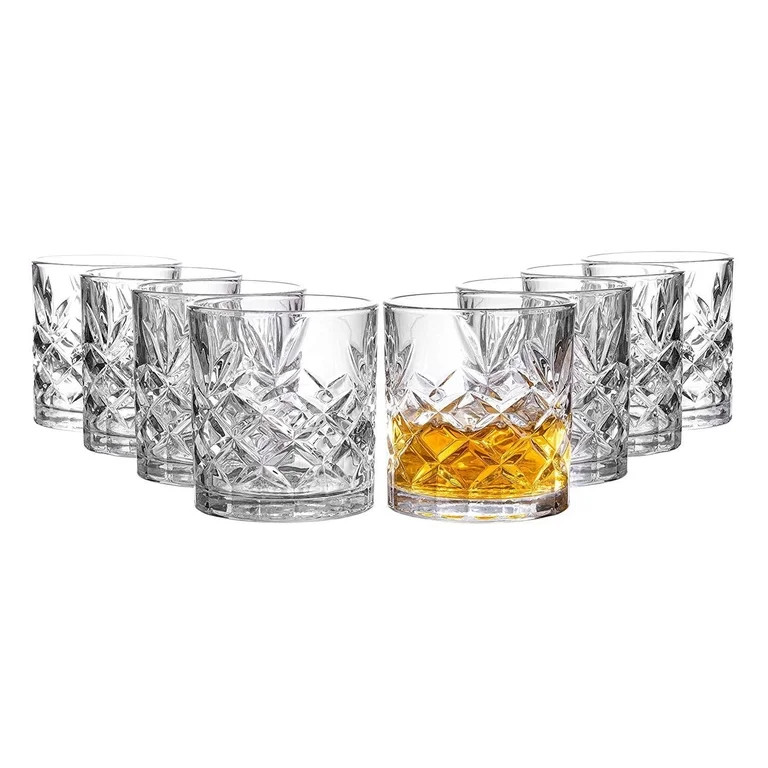 Royalty Art Kinsley Lowball Whiskey Glasses, 8 Pc. Set, 10.6 ounce Short Drinking Glassware for L... | Walmart (US)