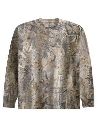 HOCANDY Camo Shirt for Women Maple Leaf Print Long Sleeve Crewneck T-Shirts Oversized Tee Shirts ... | Amazon (US)