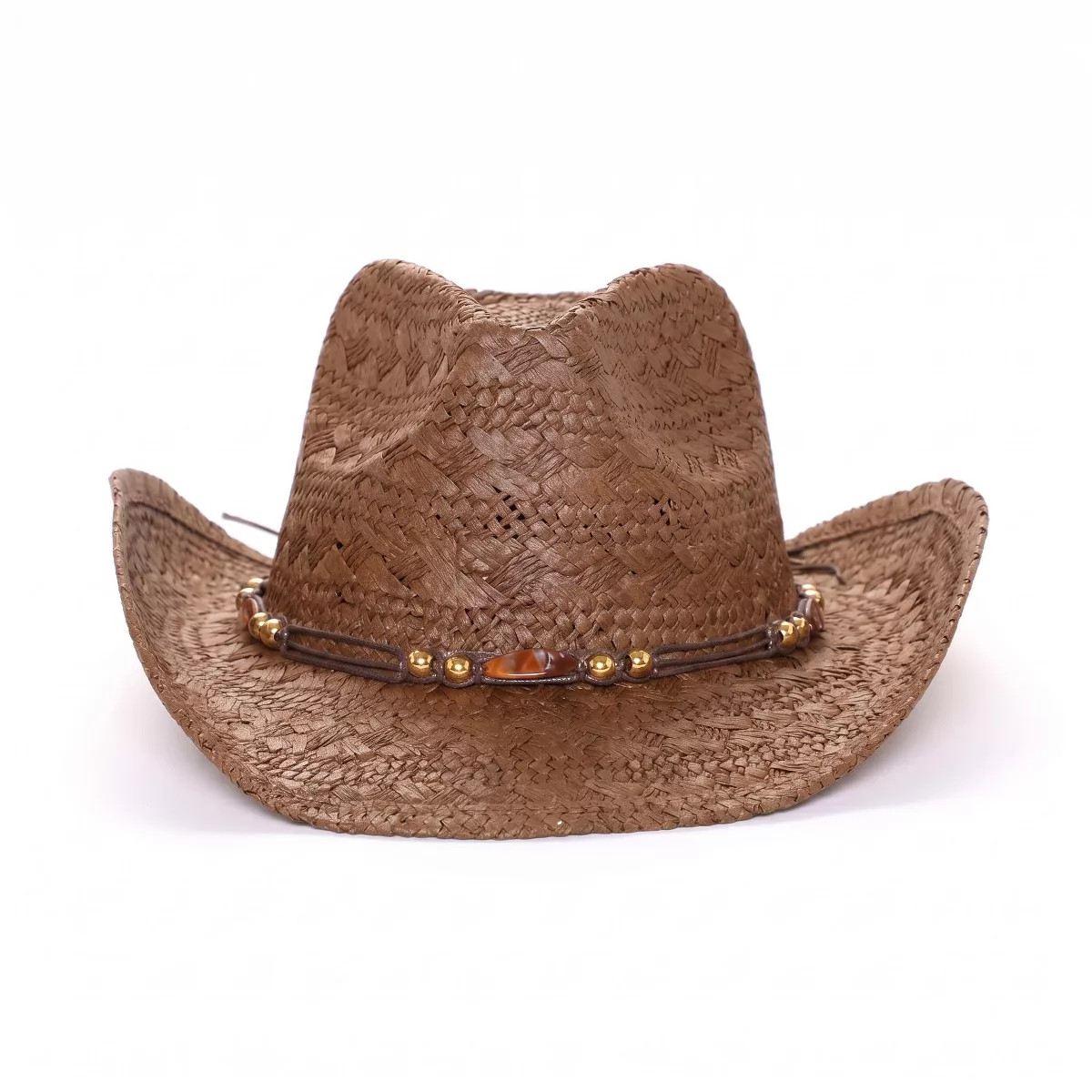 Cherie Code Dark Brown Straw Cowboy Hat For Women Cowgirl hat Wide Brim Sun Hat Western Style | Target