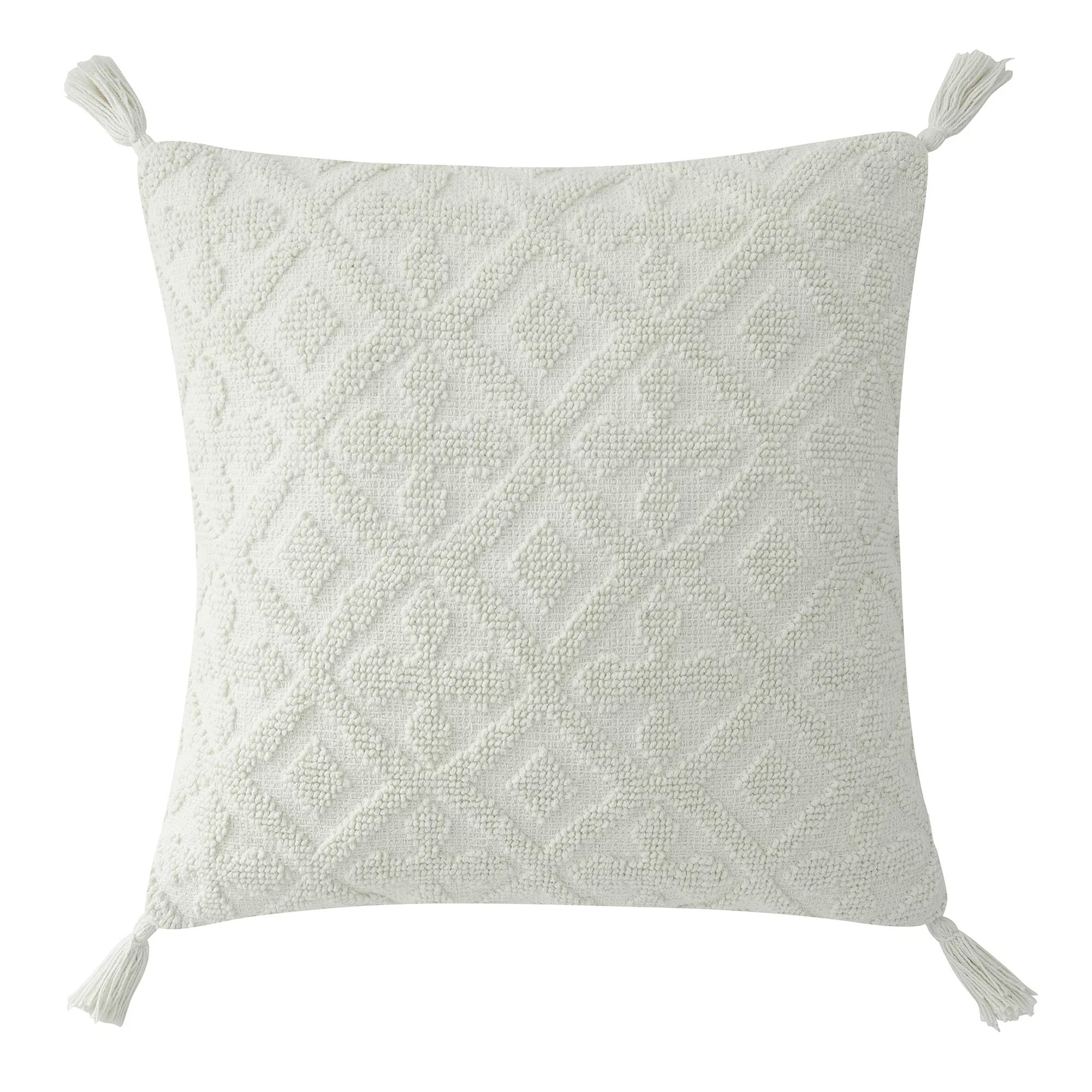 My Texas House Sutton Cotton Tufted Decorative Pillow Cover, 20"x20", Coconut Milk | Walmart (US)