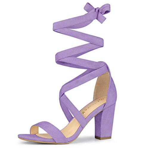 Allegra K Women's Lace Up Block Heels Sandals | Amazon (US)