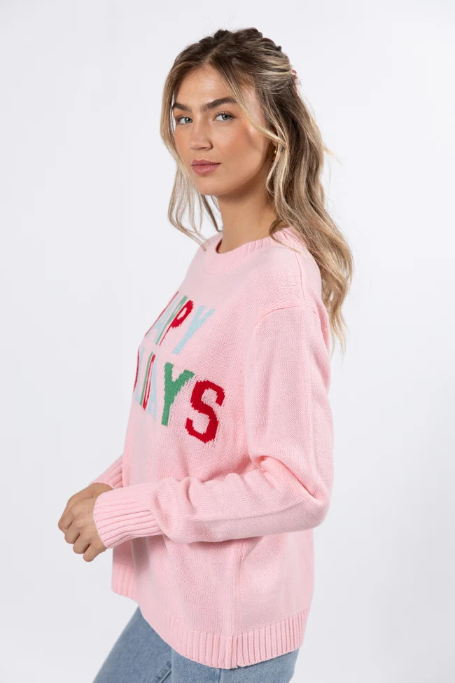 Happy Holidays To You Pink Sweater - Coming Soon | Pink Lily