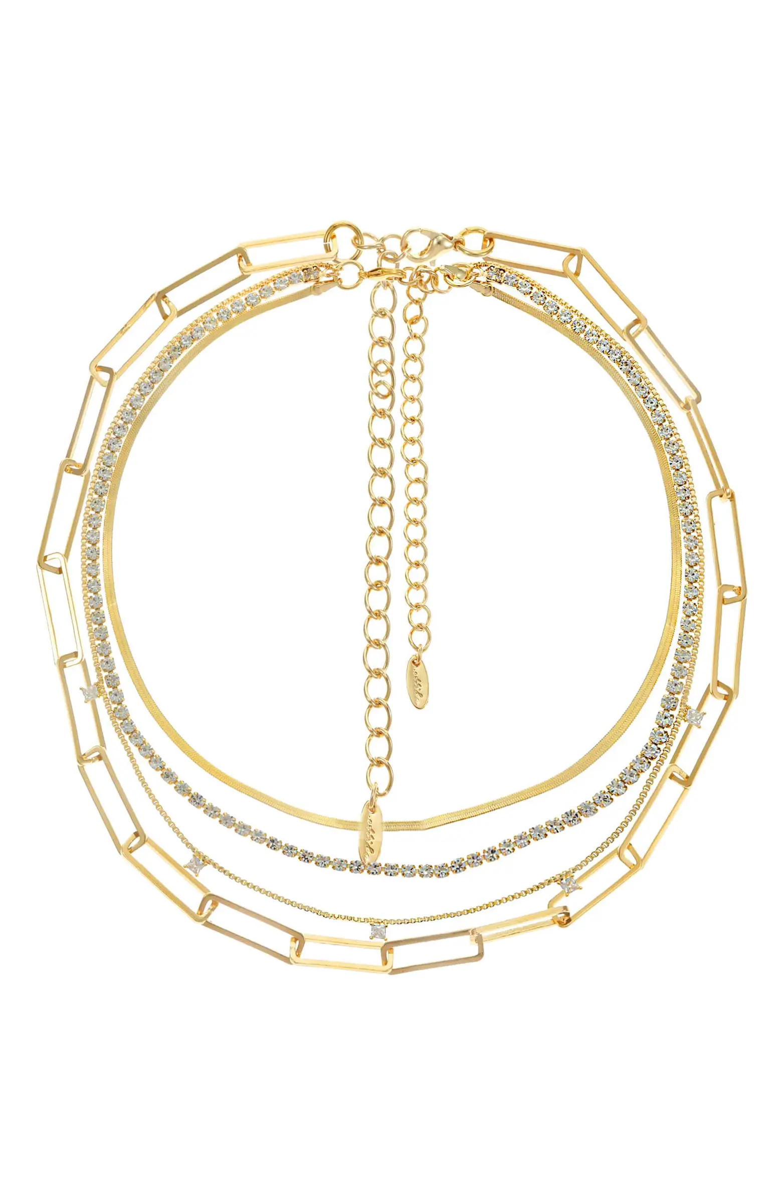 Set of 4 Crystal & Chain Link Necklaces | Nordstrom