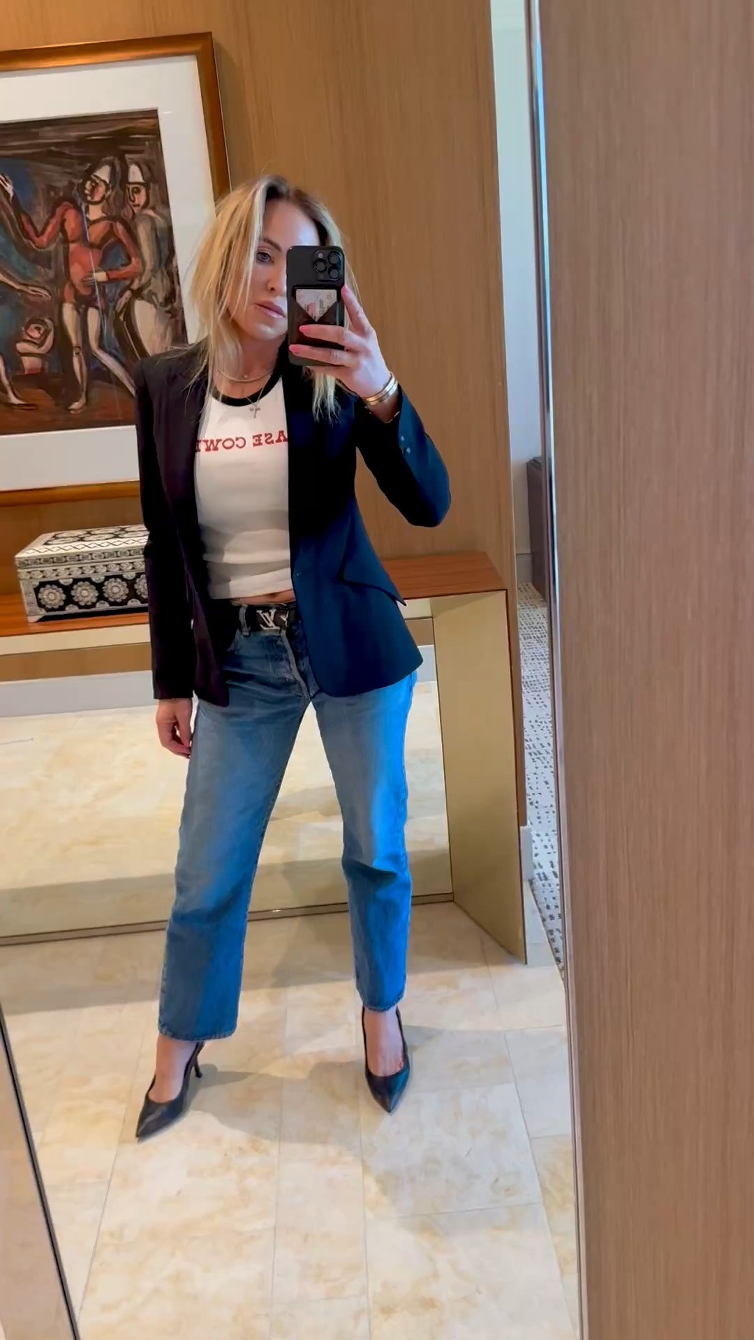I do chase cowboys; my husband is a born-and-raised Texan. I love adding a graphic t-shirt to a nice blazer and jeans. It totally dresses the outfit up or down, plus this top is only $5.96 at Walmart!  I have tagged a few cute t-shirts. 

cute outfit
casual outfit
daytime outfit
dinner outfit
valentines day outfit
super bowl finds
galentines
coupon
resort wear
valentines outfit
giftguide
 

 #LTKGiftGuide #LTKWatchNow #LTKStyleTip