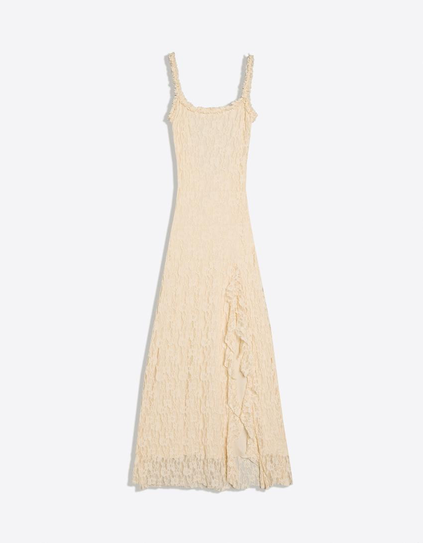 Lace midi dress - Women | Bershka UK