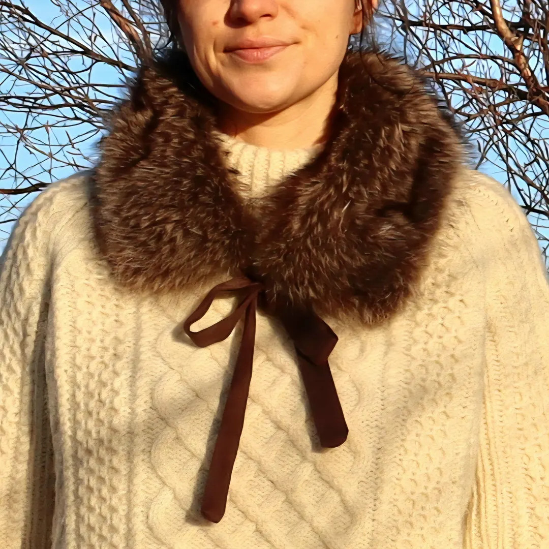 Upcycled Fur Collar With Ribbon Tie Vintage Repurposed - Etsy | Etsy (US)