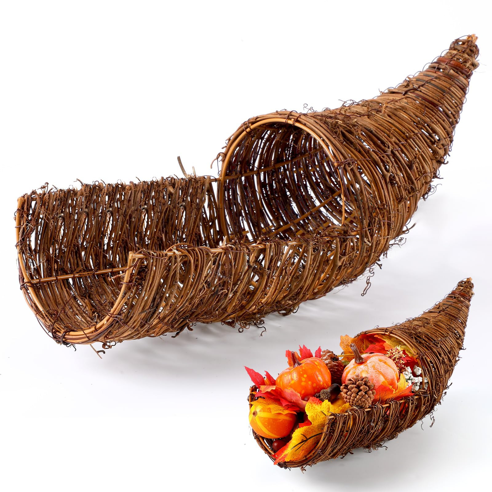 Dandat 1 Piece Thanksgiving Cornucopia Basket 13.78 Inch Large Fall Cornucopia Centerpieces Horn ... | Amazon (US)