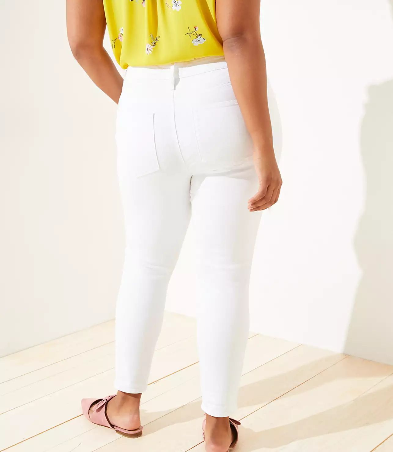 LOFT Plus Slim Pocket Skinny Crop Jeans in White | LOFT
