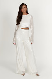 Diaz Sequin Pants - White | MESHKI US