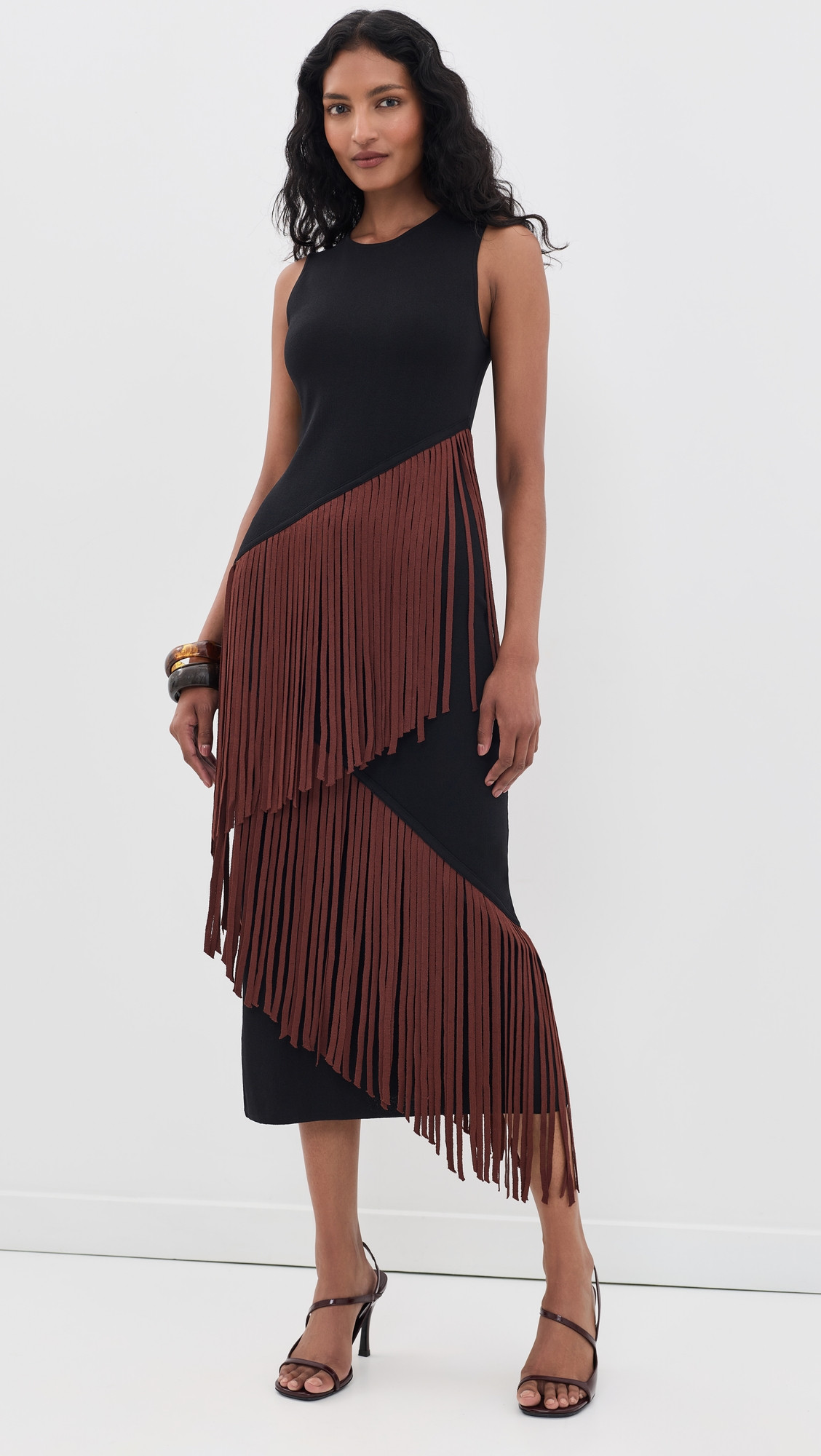SIMONMILLER Spiral Knit Dress CHOCO BROWN/BLACK COMBO S | Shopbop