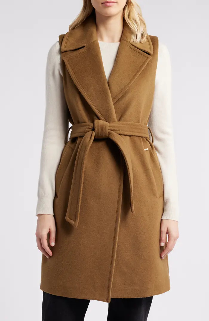 Michael Kors Sleeveless Belted Wool Blend Wrap Coat | Nordstrom | Nordstrom