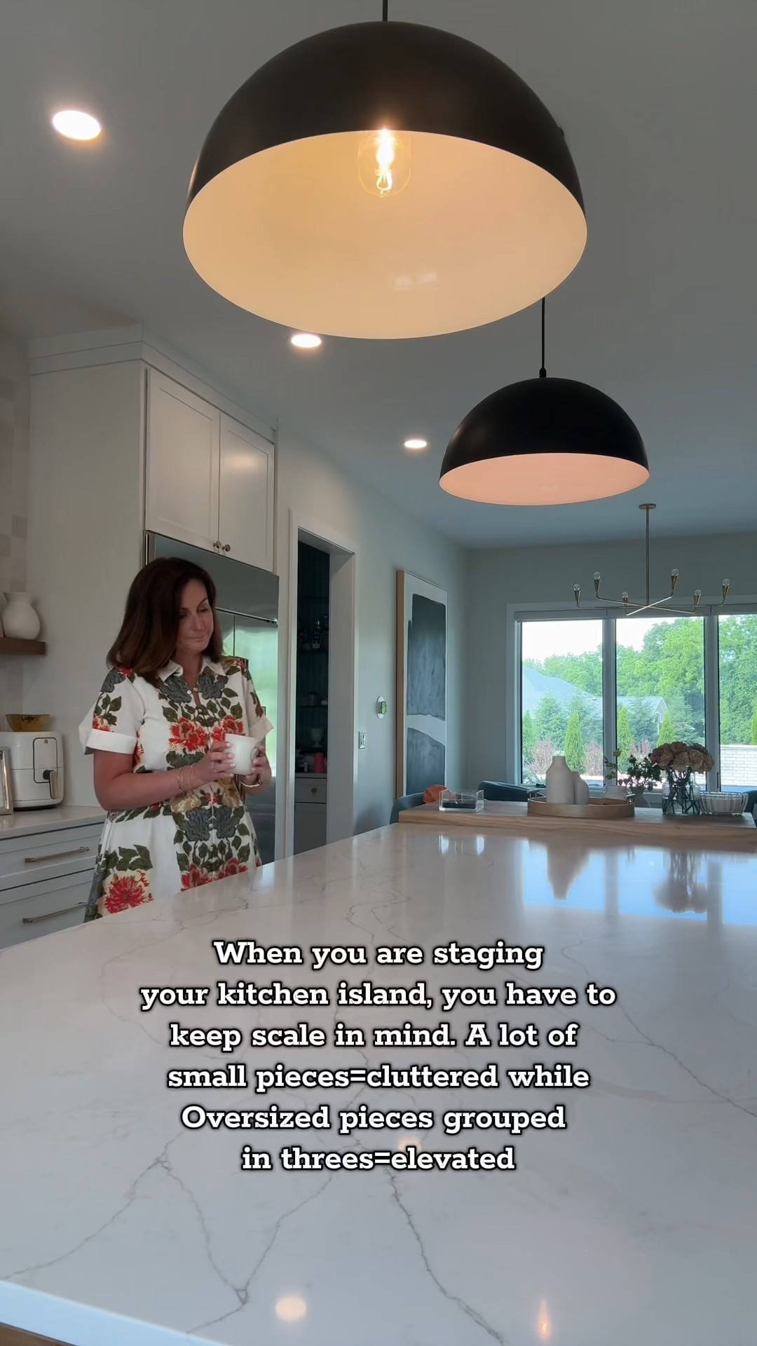 Bigger is better when it comes to styling a large kitchen island. A bunch of small items create a cluttered look that will just clutter up your thoughts. #homedecor #neutraldecor

#LTKStyleTip #LTKHome