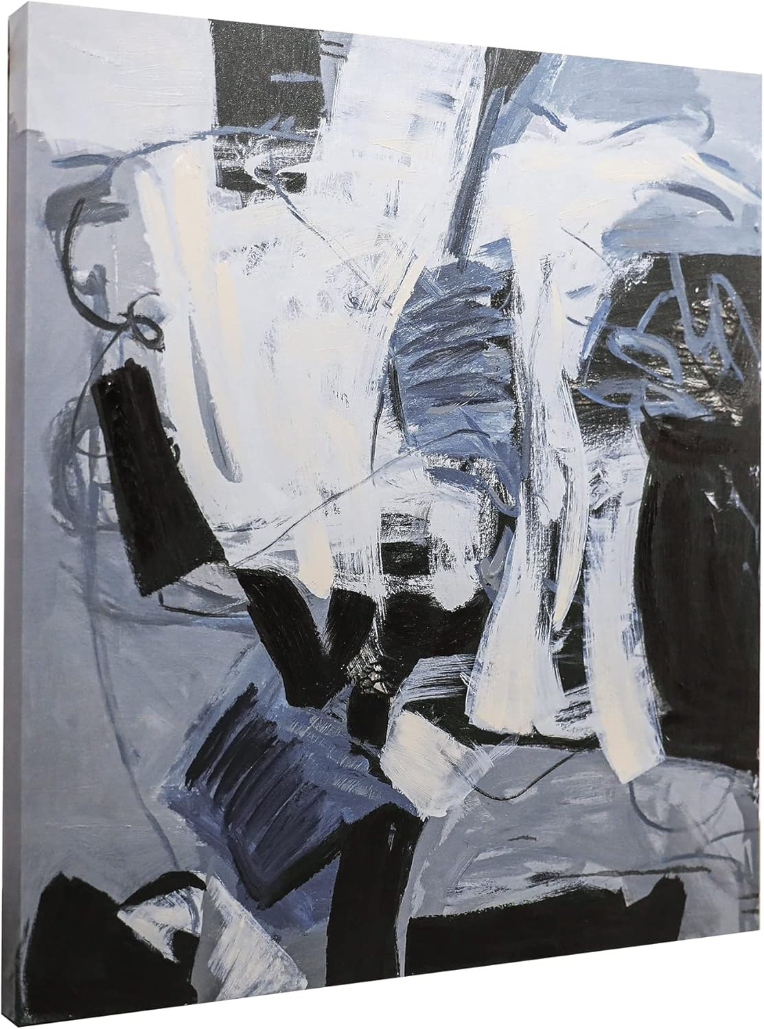 ArtbyHannah 32x32 Inch Abstract Black and White Canvas Paintings Wall Art for Living Room, Textur... | Amazon (US)