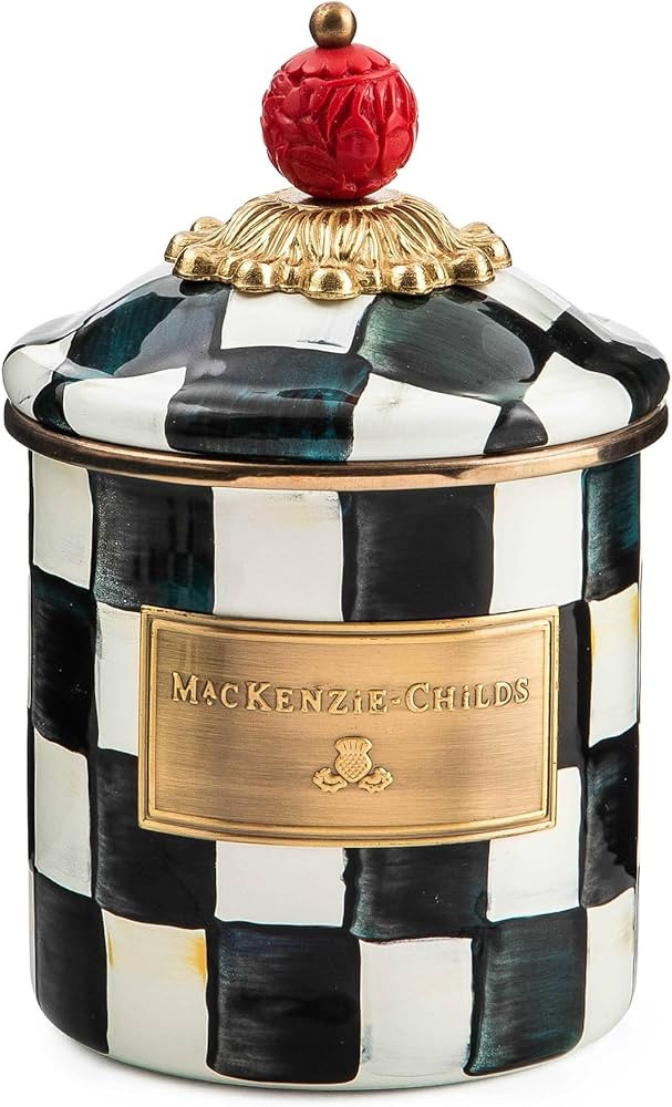 MACKENZIE-CHILDS Courtly Check Enamel Canister, Demi Enamelware Storage Canister with Lid, Cute C... | Amazon (US)