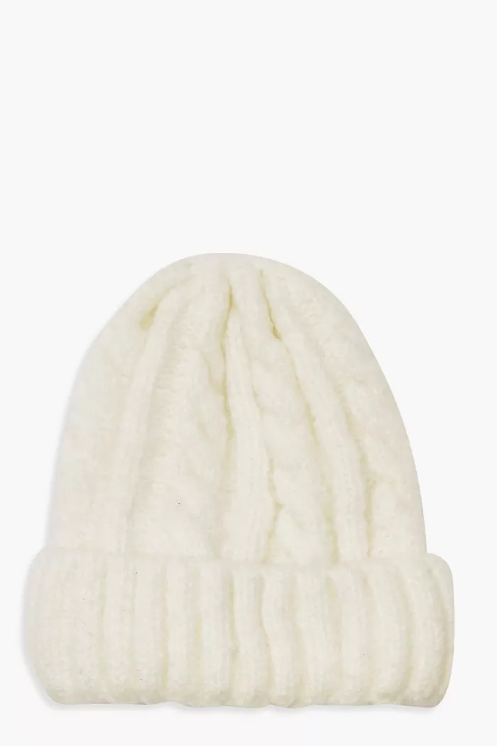 Chunky Mixed Marl Cable Knit Beanie | boohoo (US & Canada)