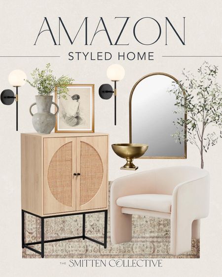 Amazon home decor finds! Cane cabinet, rattan, designer inspired accent chair, sconces, mirror, decor, under $50

#LTKhome #LTKstyletip #LTKunder50