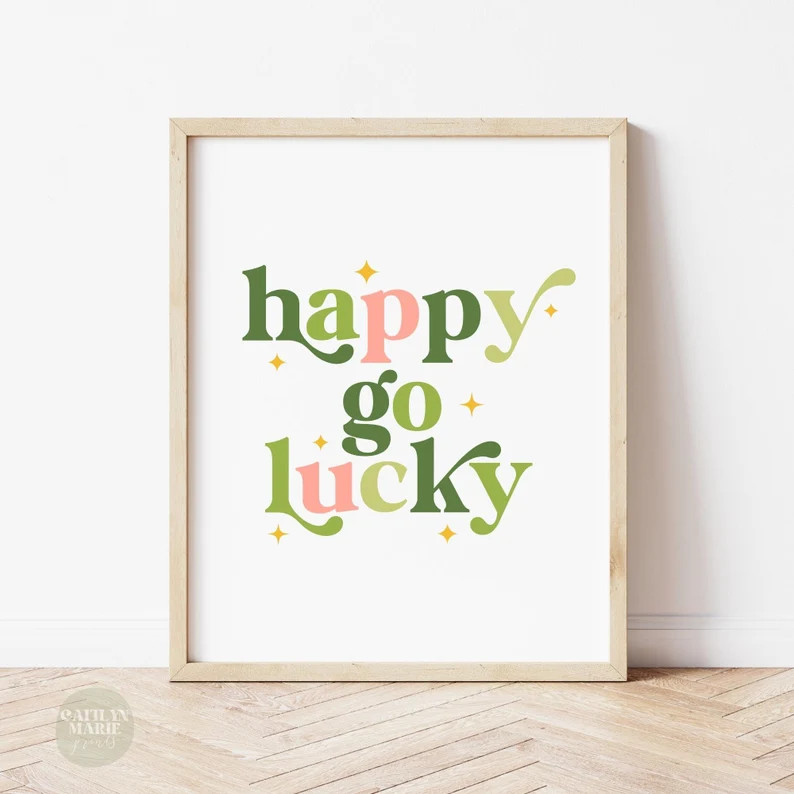 Happy Go Lucky Print St. Patricks Day Prints Groovy St. - Etsy | Etsy (US)