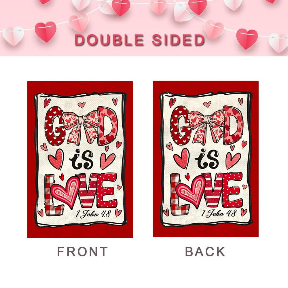 God is Love Valentines Day House Flag 28x40 Inch Double Sided Outside Large, Love Heart Holiday Y... | Amazon (US)