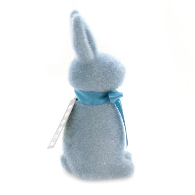 Easter 6.0" Flocked Button Nose Rabbit Blue Spring Decoration Bunny Fuzzy  - | Target