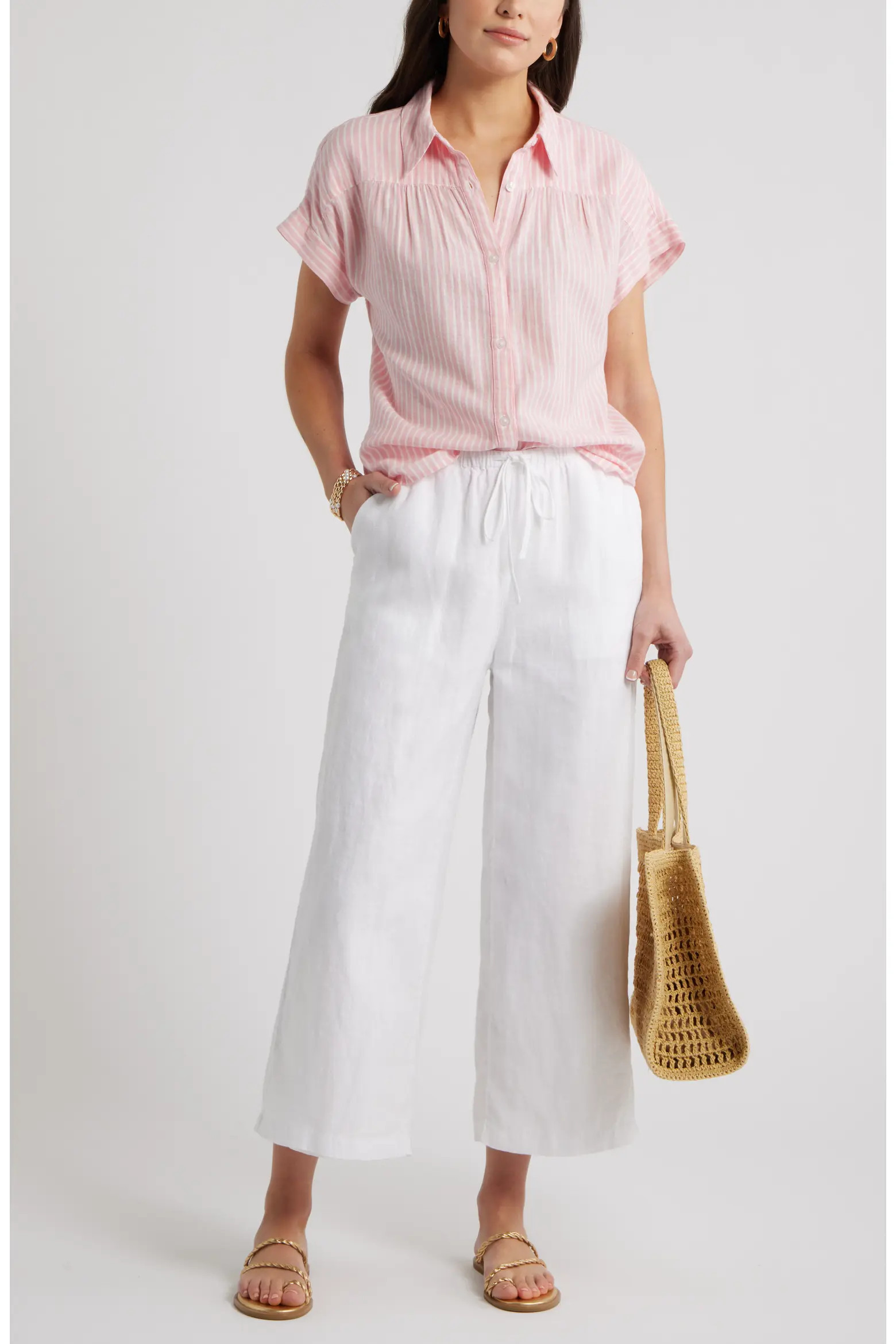Wide Leg Crop Linen Pants (Women) | Nordstrom | Nordstrom