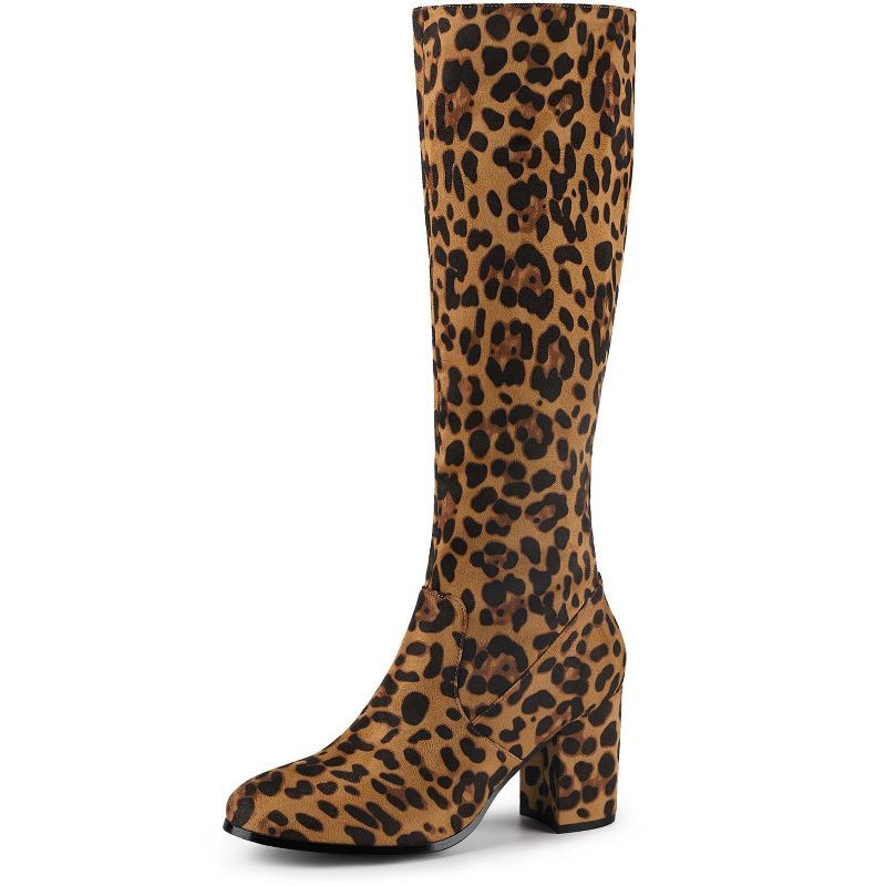 Allegra K Women's Side Zipper Chunky Heel Knee High Boots | Target