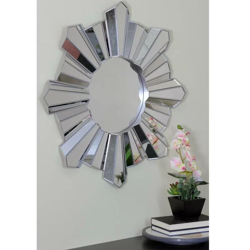 Arambula Sparkling Sunburst Wave Round Wall Mirror | Wayfair North America