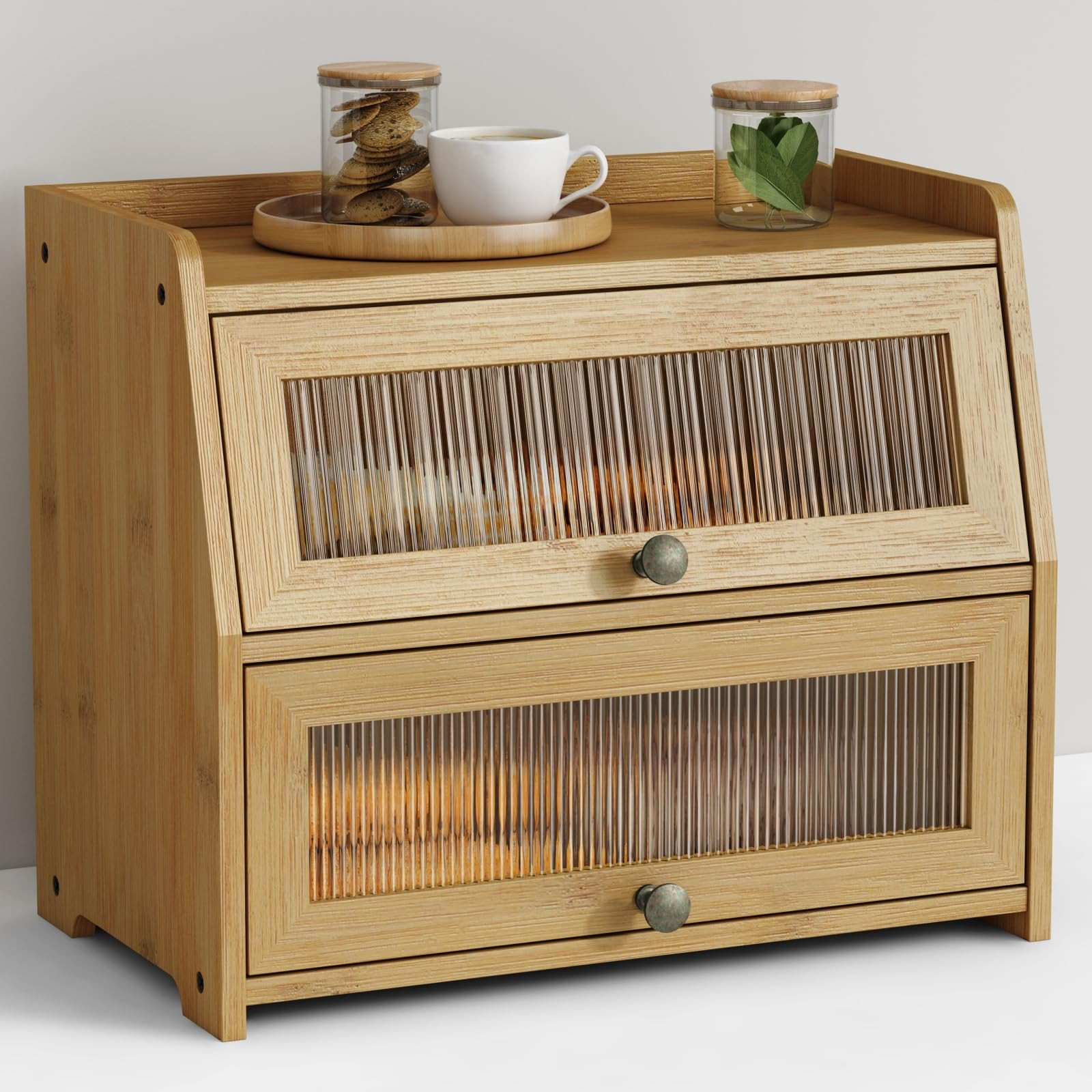 Large Bread Box for Kitchen Countertop, Double Layer Breadbox for Homemade Loaf Bread, Farmhouse ... | Amazon (US)