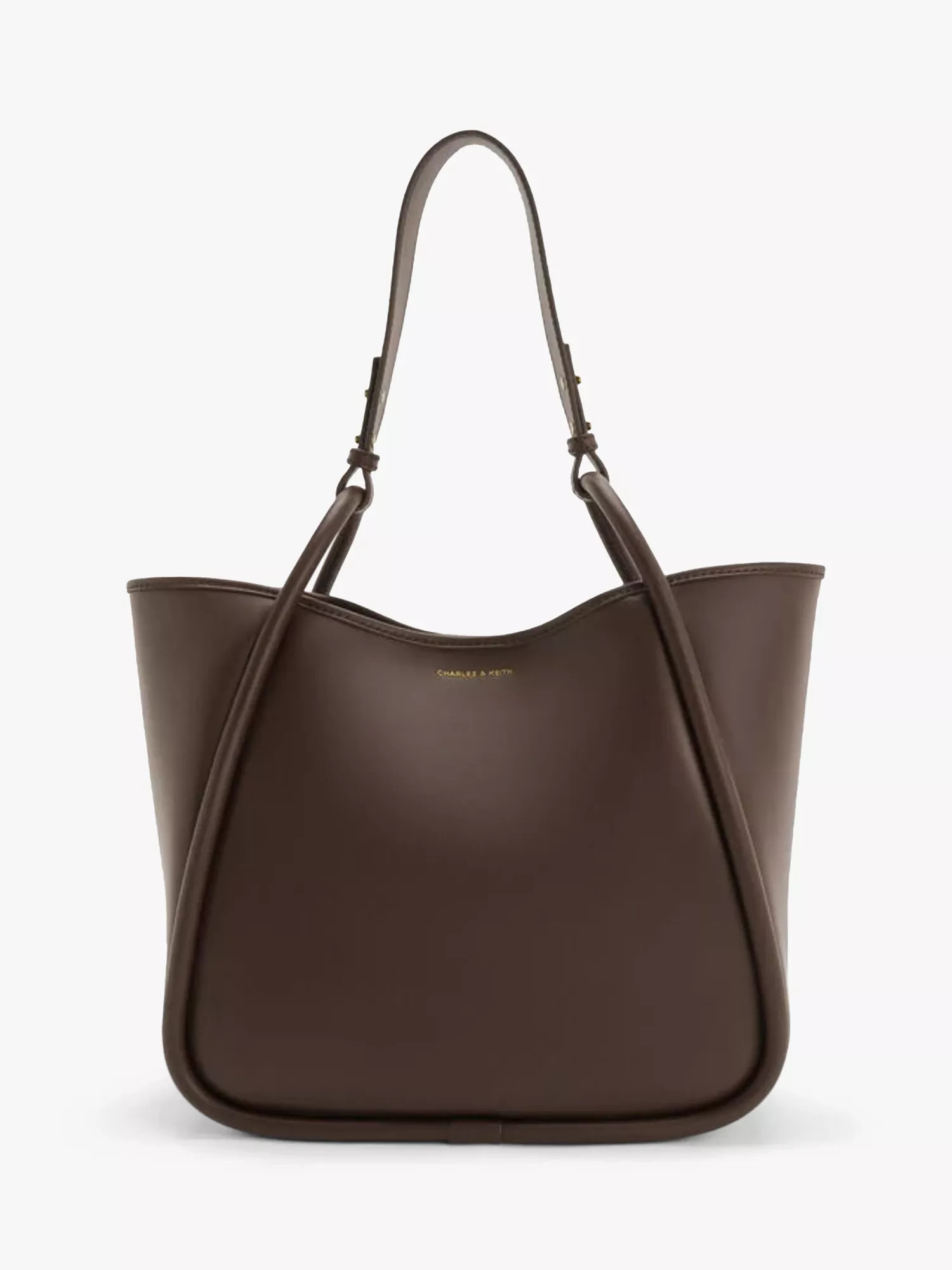 Lyla Tubular Slouchy Faux Leather Tote Bag, Espresso Brown | John Lewis (UK)