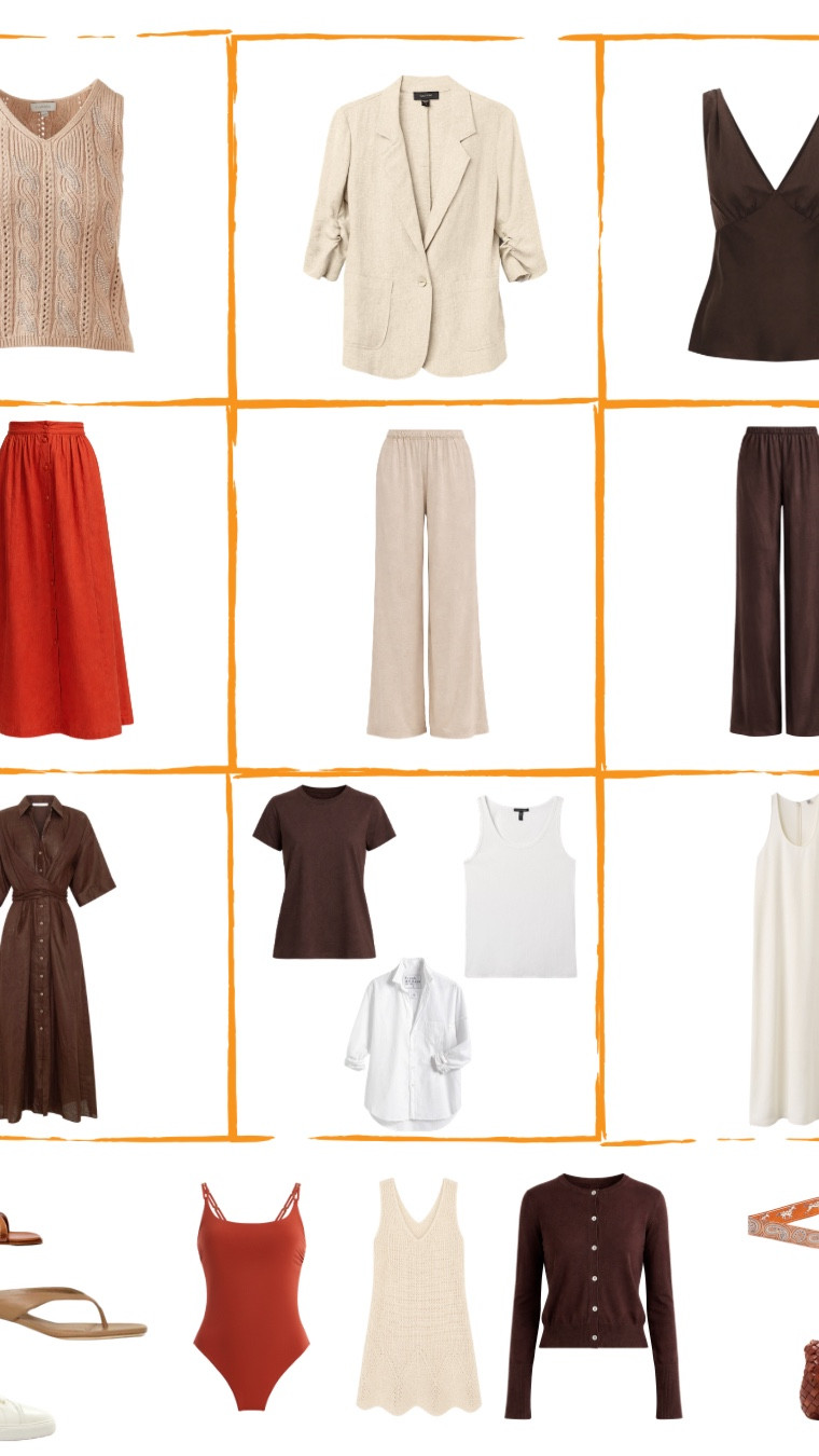 Most people think a long trip through Italy requires a completely different wardrobe for every region. It doesn’t.
This Packing Sudoku wardrobe creates dozens of outfits from a small group of pieces—perfect for weeks of travel with just a carry-on.
*** BROWN DRESS: Morrison (Australia): Harriet Linen Dress 