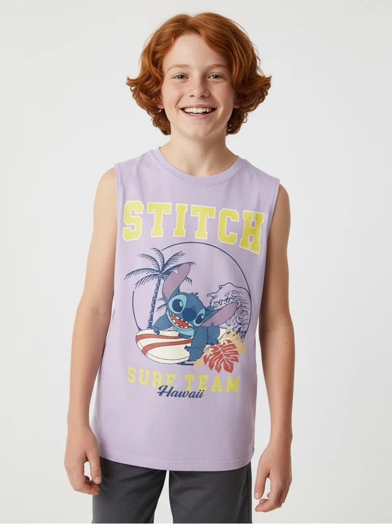 Lilo & Stitch Boys Surf Team Graphic Muscle Tank Top, Sizes 4-18 | Walmart (US)