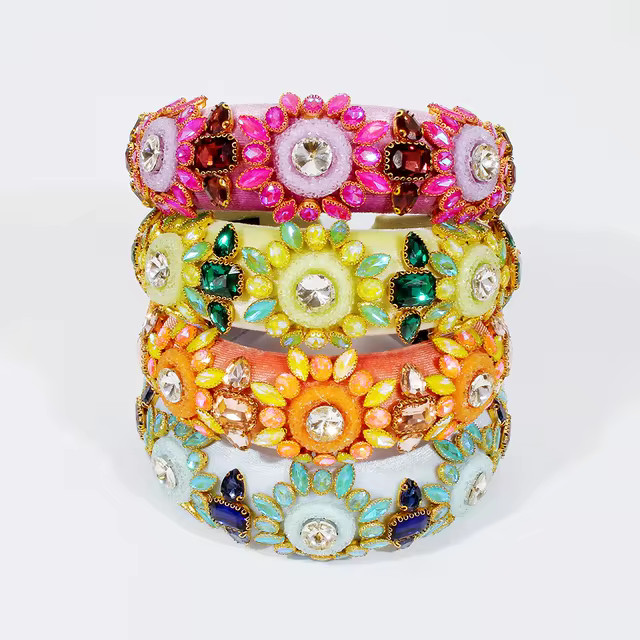 Exquisite Embroidery Rhinestone Flower Headbands Simulation Pearl Beads Padded Headpieces Women's... | AliExpress (US)