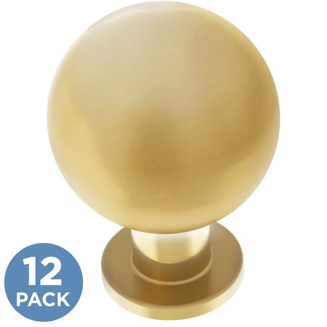 Brainerd Orb 1-1/8-in Brushed Brass Round Modern Cabinet Knob (12-Pack) | Lowe's