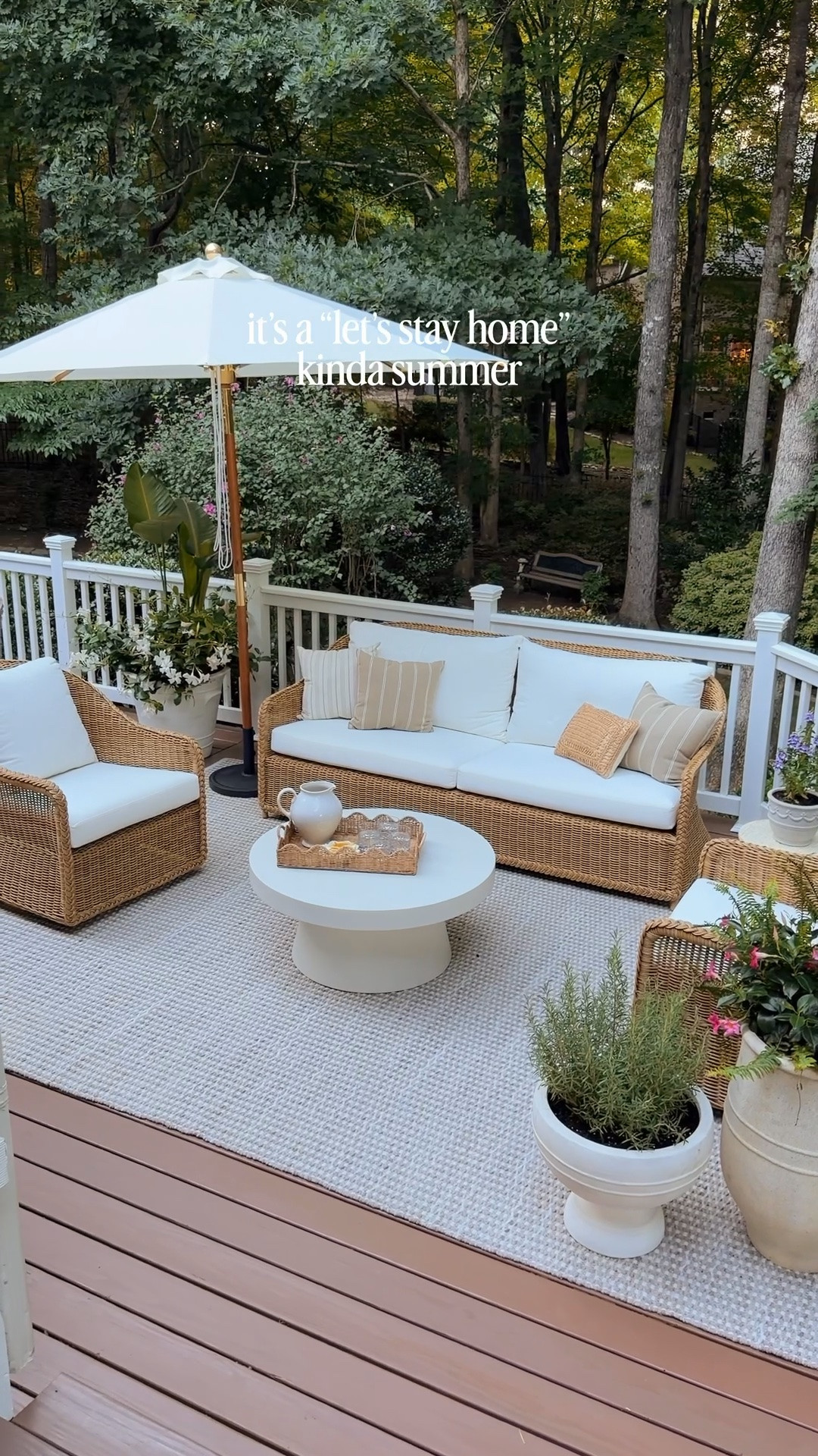 Our new outdoor furniture! My dream wicker sofa and chairs, and the most perfect dining table