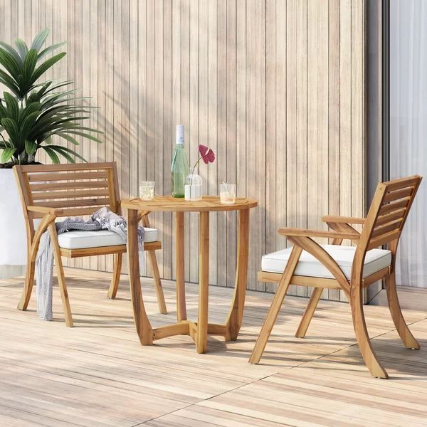 Round 2 - Person 27.5'' Long Bistro Set with Cushions | Wayfair North America